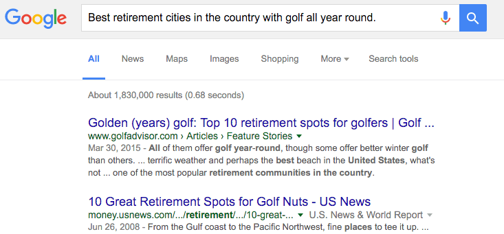 google-search-best-retirement-cities-with-golf