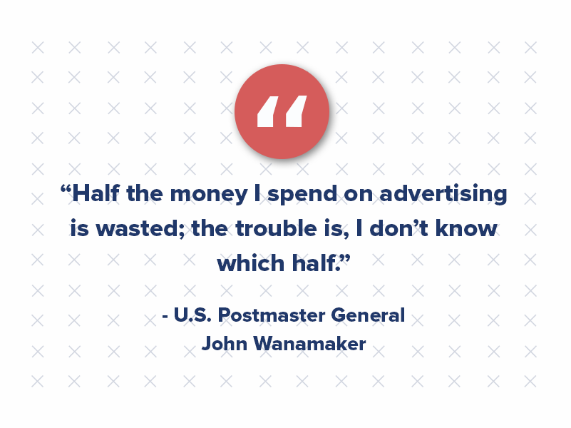 Half the money I spend on advertising is wasted; the trouble is, I don’t know which half.”
- U.S. Postmaster General John Wanamaker