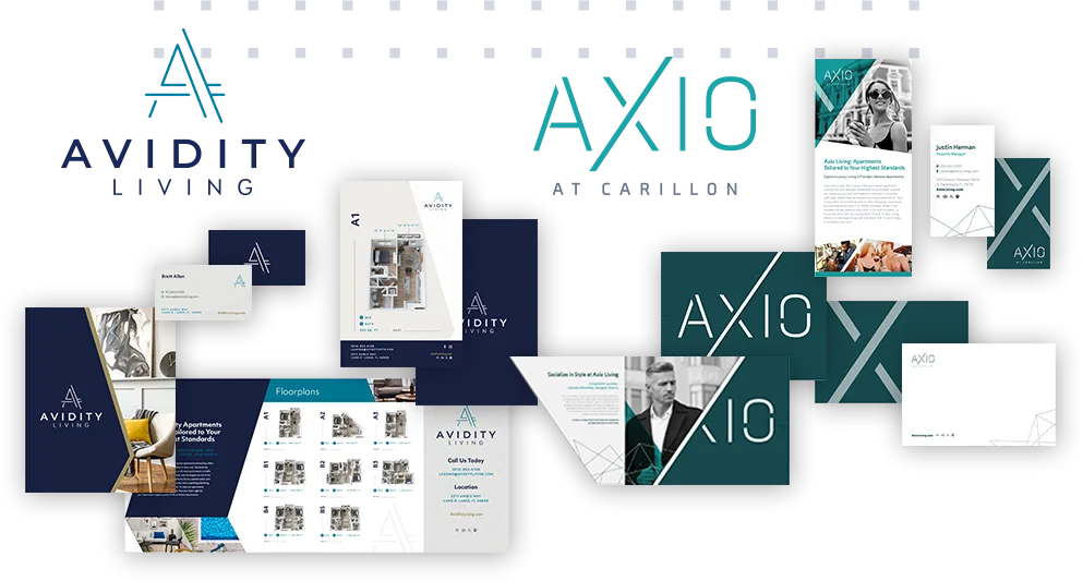 Your multifamily brand's visual identity should be unique, memorable, and reflective of your property's personality. Your apartment logo, website, and multifamily marketing materials should all be cohesive and on-brand. 