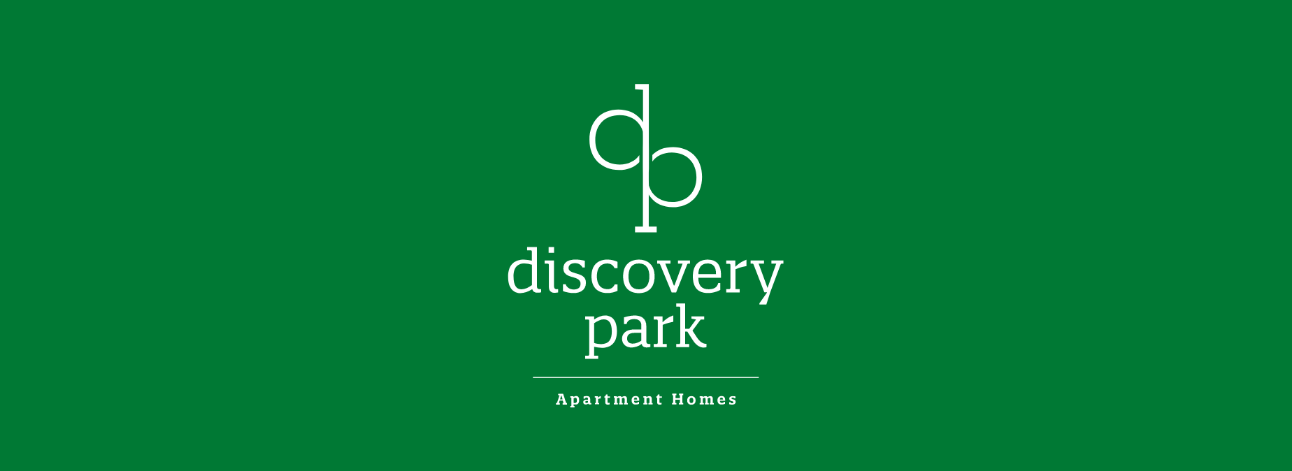 A mock-up of the apartment logo to showcase the Discovery Park multifamily branding that our multifamily marketing agency designed and executed for the client.