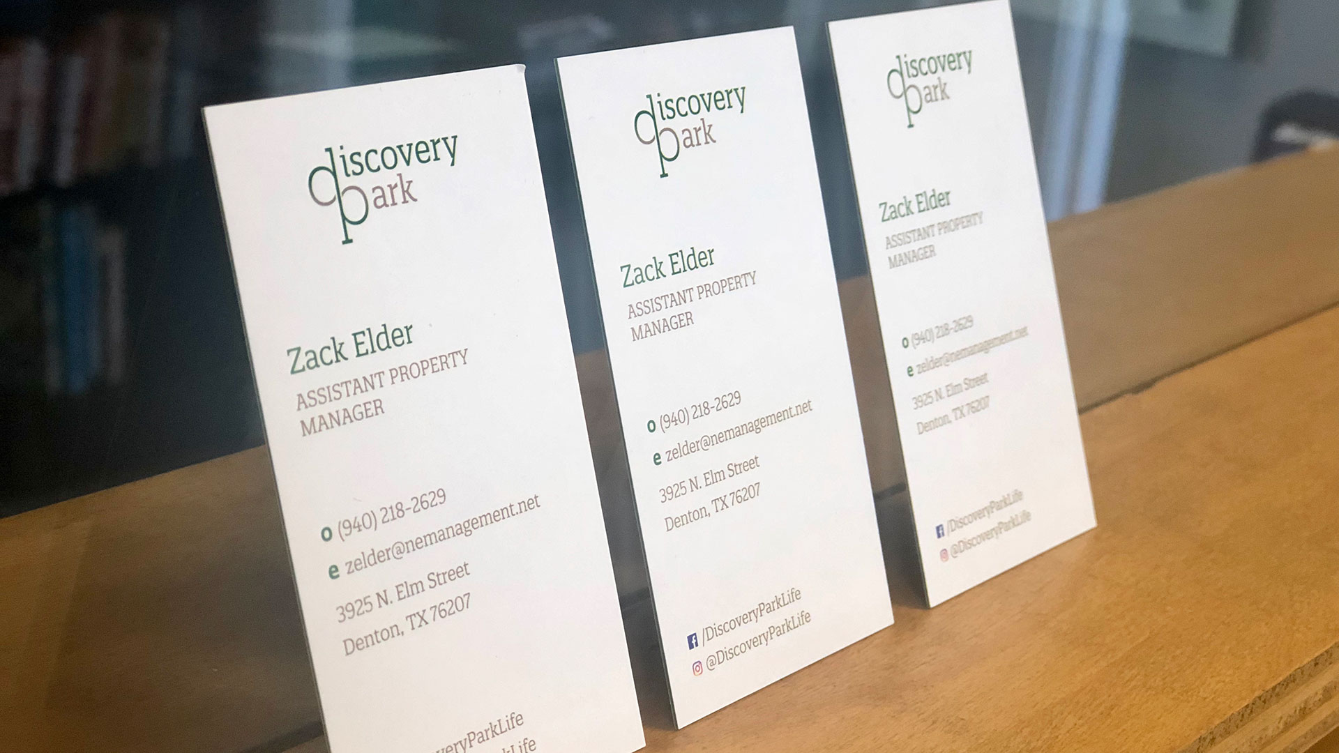A mock-up image to showcase the Discovery Park swag and multifamily branding that our multifamily marketing agency designed and executed for the client.
