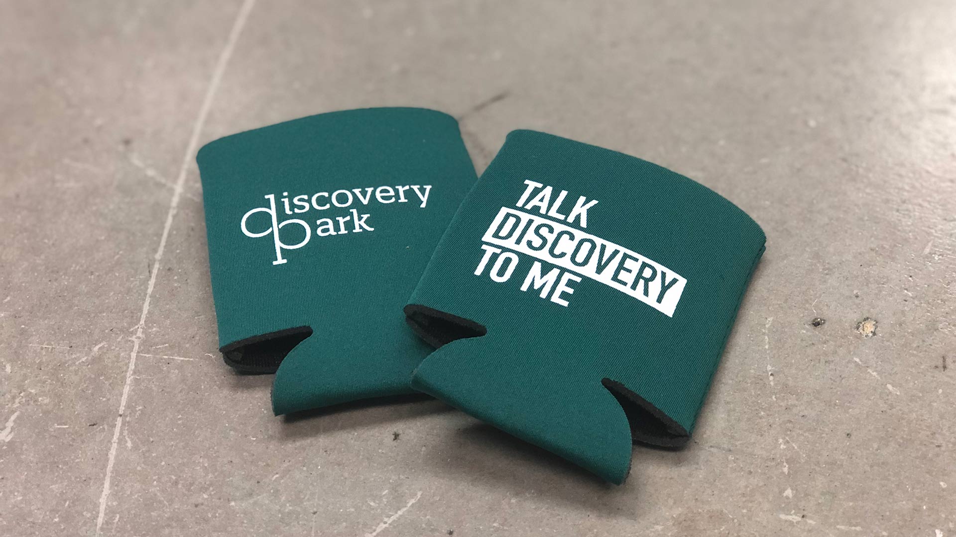 A mock-up image to showcase the Discovery Park swag and multifamily branding that our multifamily marketing agency designed and executed for the client.