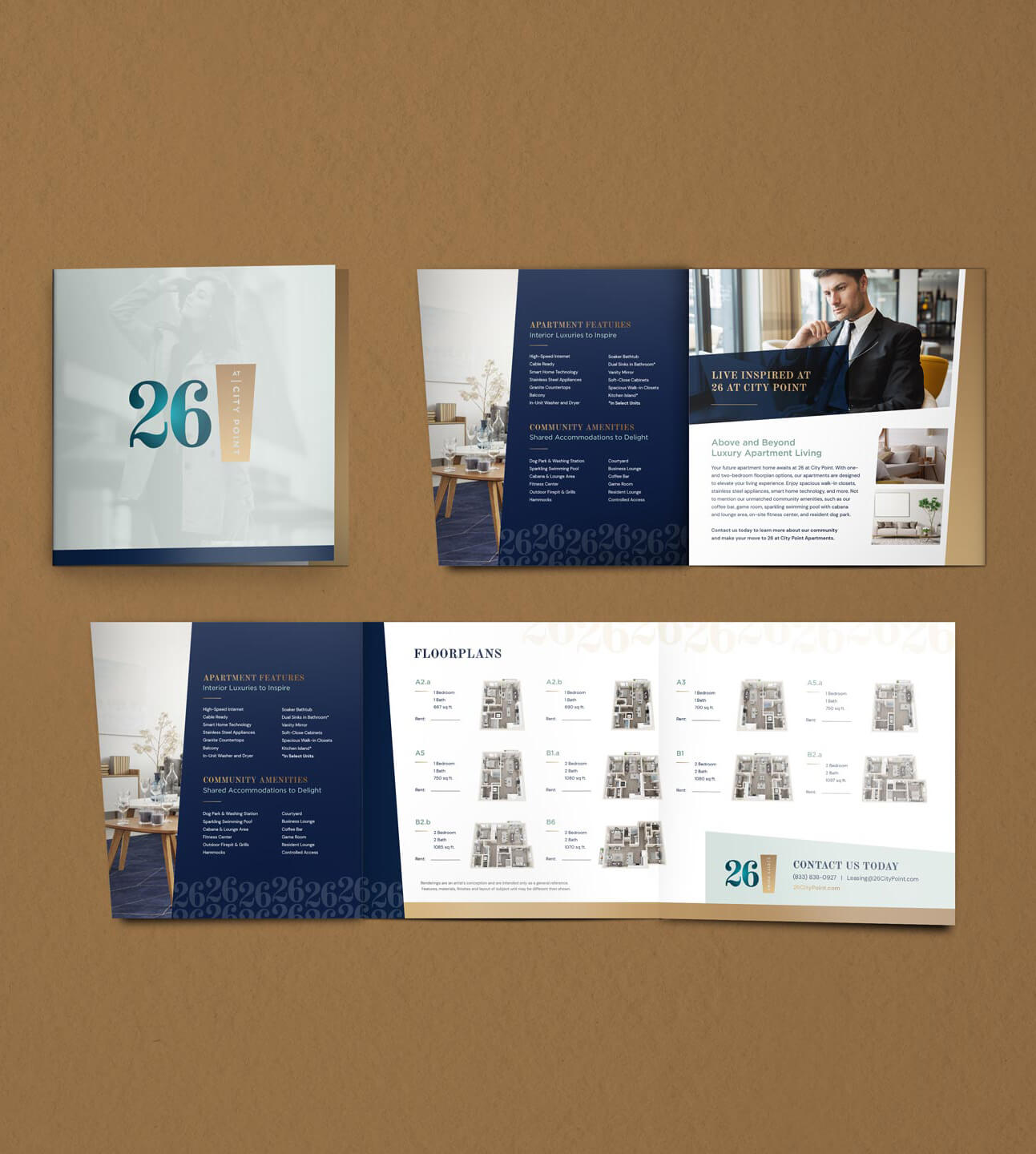 An example of multifamily marketing materials we designed for our client as part of our multifamily branding services at Criterion.B.