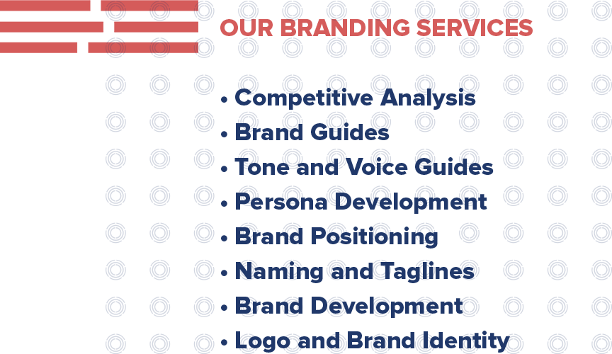 Here is a quick snapshot of the multifamily branding services we offer:  Competitive Analysis Mood Boards Brand Guides Tone and Voice Guides Persona Development Positioning Statements Taglines Naming Multifamily Logos and Icons Brand Development