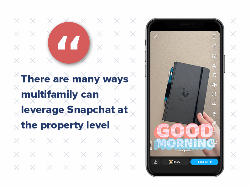 Once a property begins to connect with residents on Snapchat, they are able to send and receive ephemeral messages from one another.