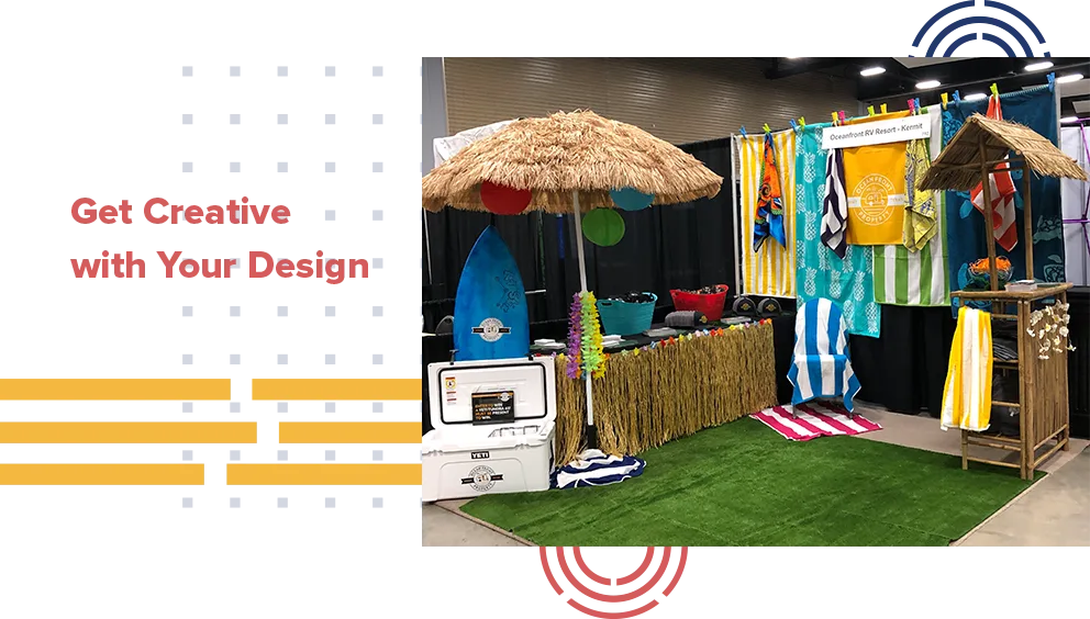 You can also get creative with your booth design to make your setup really stand out. Don’t forget to take any trade show promo items out of the plastic bags and place them nicely and clearly on your tables for best results.