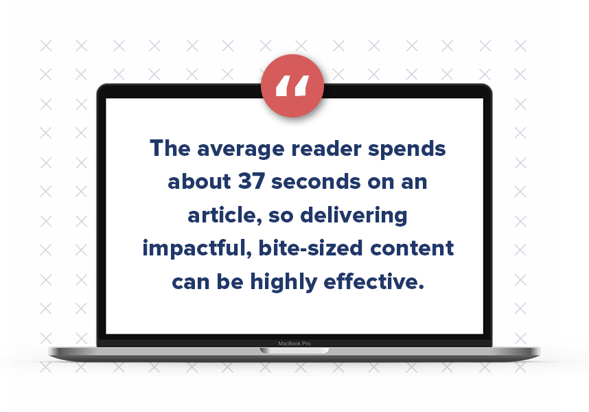 When it comes to written content, short-form blogging offers an opportunity to stay top-of-mind with your audience without overwhelming them. According to HubSpot, the average reader spends about 37 seconds on an article, so delivering impactful, bite-sized content can be highly effective, especially when users are looking for quick answers or need a fast overview. Blogs of 500-700 words, for instance, are perfect for addressing specific questions, ranking for targeted keywords, and keeping readers engaged without requiring a significant time investment. Listicles are a great way to pack in a lot of high-value content and specific keywords while making your content easily scannable, digestible, and succinct.
