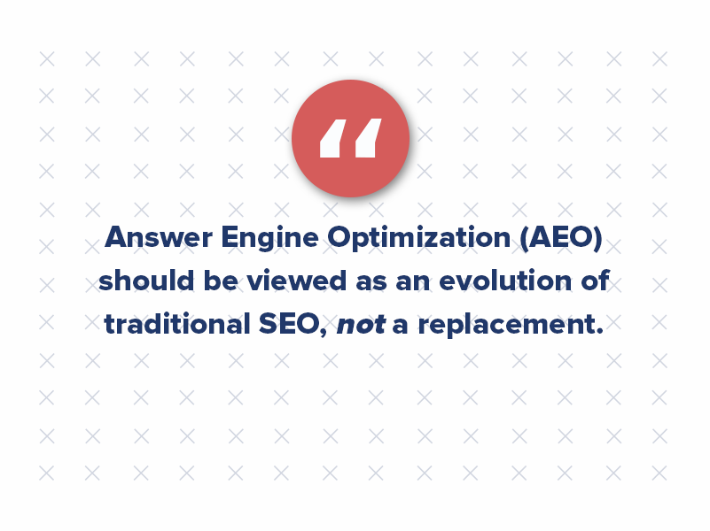 At Criterion.B, we view Answer Engine Optimization (AEO) as an evolution of traditional SEO, not a replacement. While organic rankings remain crucial, AEO focuses on delivering immediate, actionable answers that align closely with search intent. This shift is about meeting users where they are, especially on search engine results pages (SERPs) increasingly dominated by featured snippets and AI-powered summaries.
