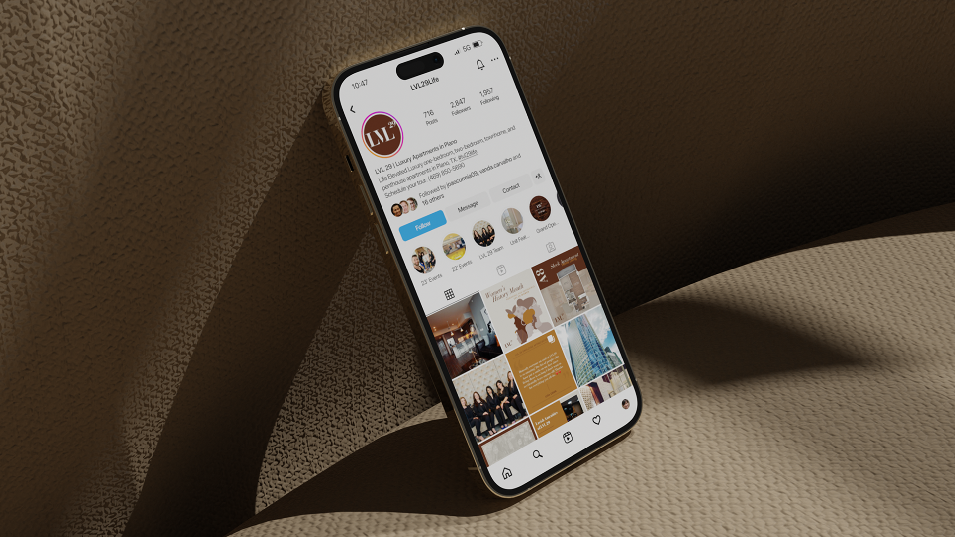 Mobile screen showing instagram profile